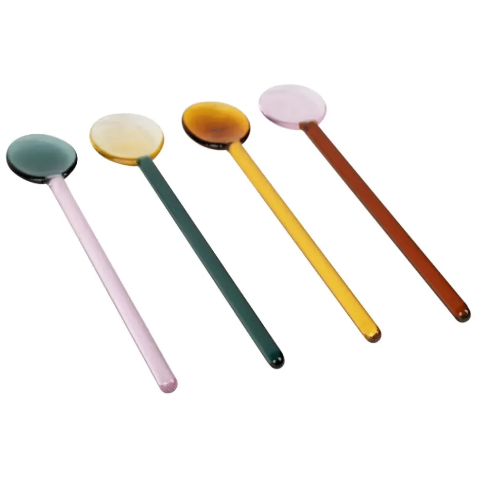 Lot de 4 agitateurs en verre borosilicate multicolore h15cm - Funny