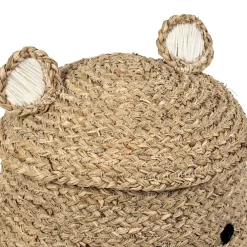 Lot de 2 corbeilles en jonc de mer naturel d31.5xh45cm - Famille