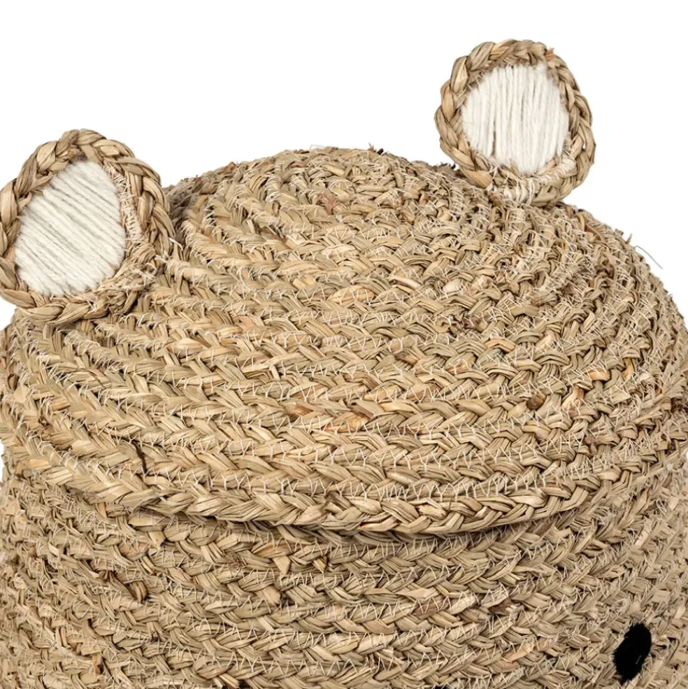 Lot de 2 corbeilles en jonc de mer naturel d31.5xh45cm - Famille