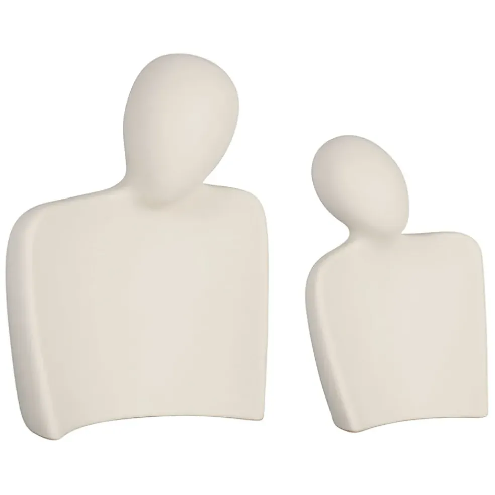 Lot de 2 décoration abstraite en grès écru - Greeka