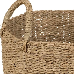 Lot de 2 paniers en jonc de mer naturel et cerise rouge - Les Fruits