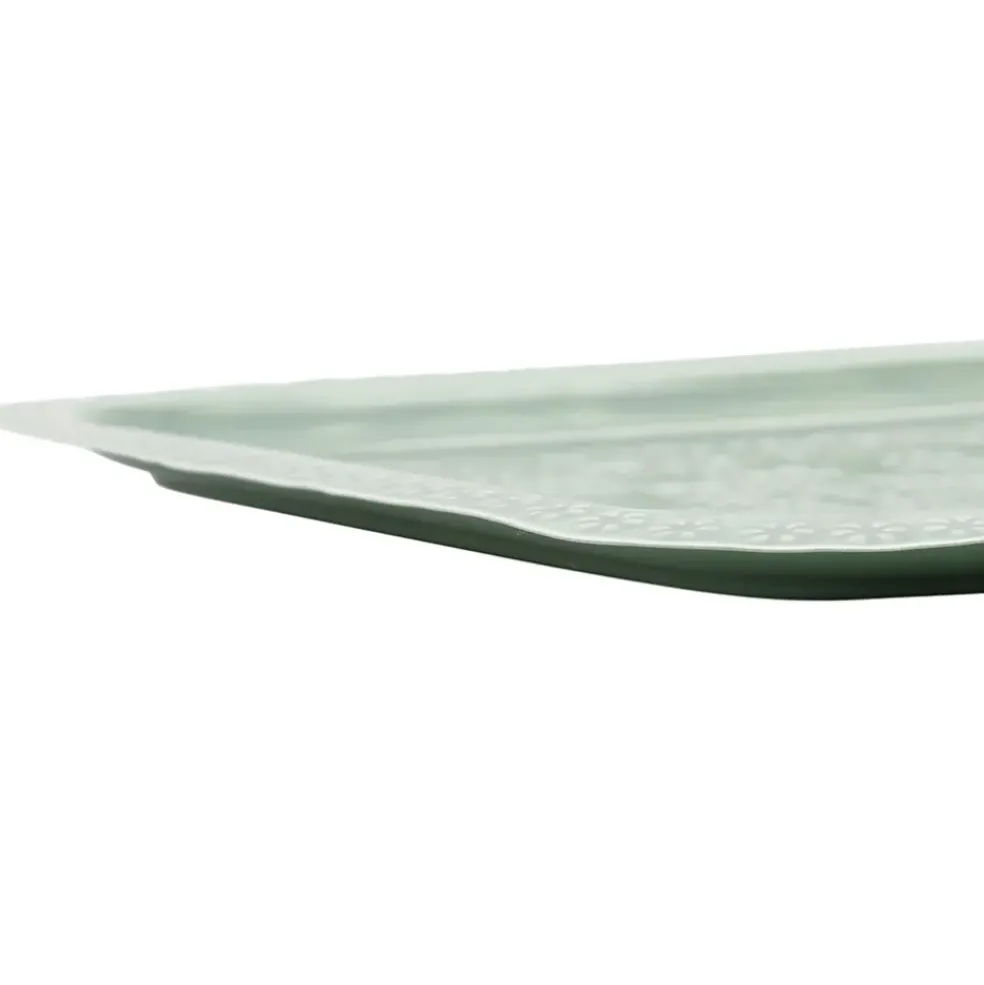 Lot de 2 plateaux carré en fer émaillé sauge - Baroque