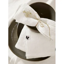 Lot de 3 serviettes en lin lavé craie 40x40cm - Soline
