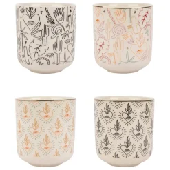 Lot de 4 tasses en céramique multicolore 10cl - Tulum