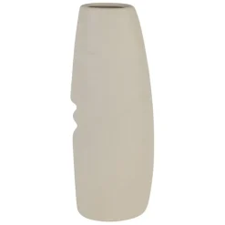 Lot de 2 vases visage en grès indigo et écru h30cm