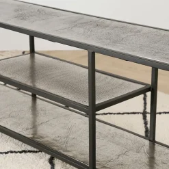 Meuble TV en acier et aluminium argenté L150cm - Felia