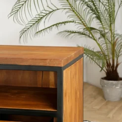 Meuble TV en teck massif 3 tiroirs L150cm - Alix