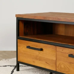 Meuble TV en teck massif 3 tiroirs L150cm - Alix