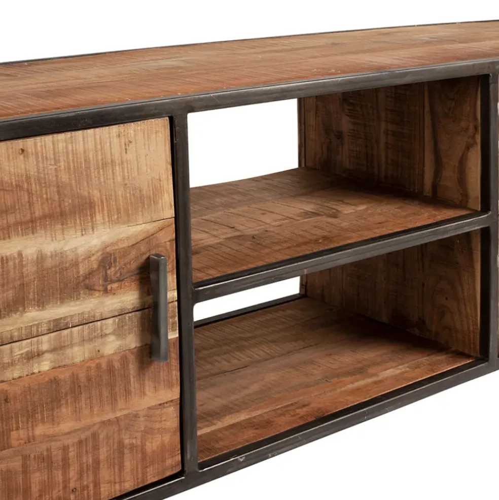 Meuble TV industriel en acacia et fer L175cm - Factory