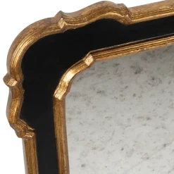 Miroir antique en bois noir et doré 80x105cm