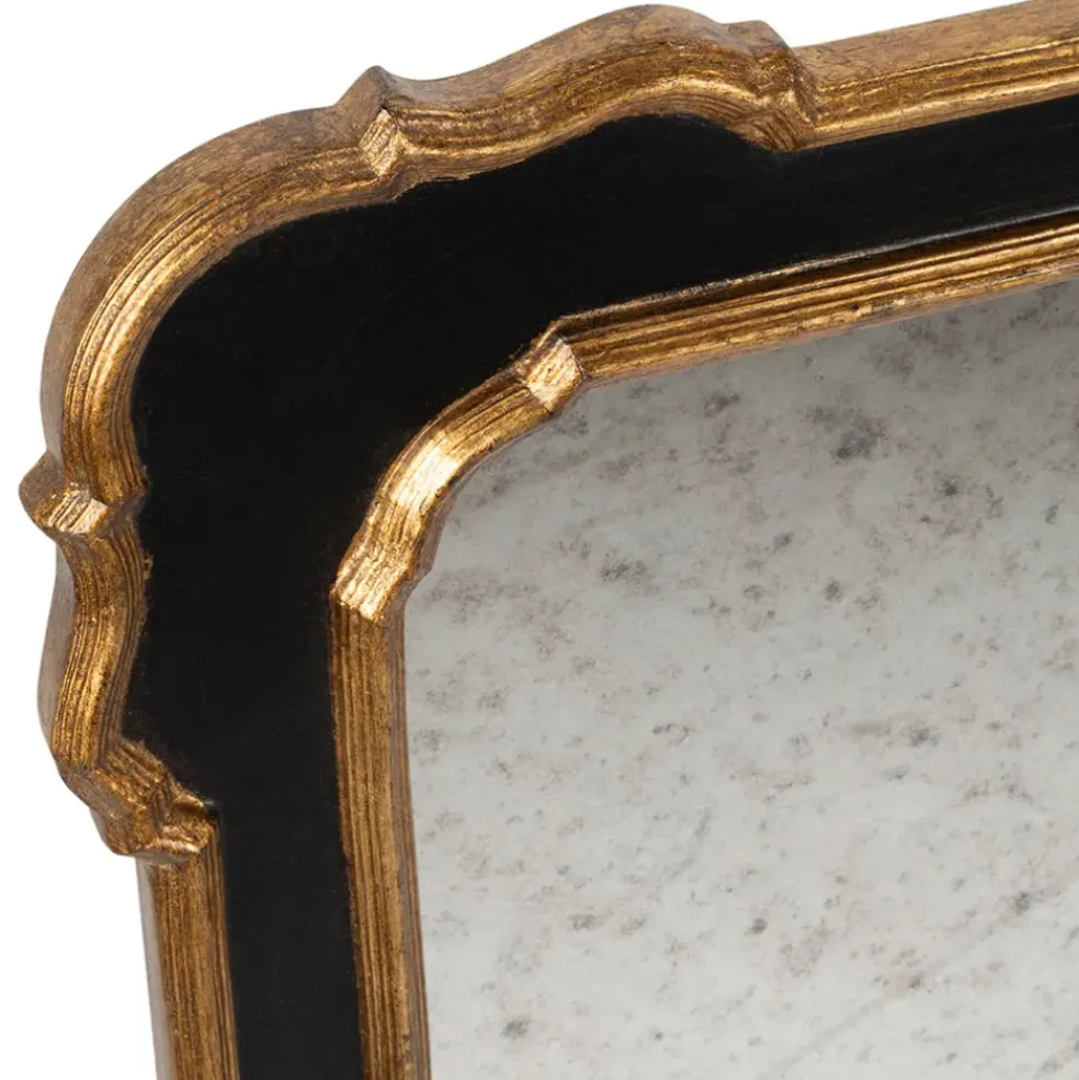 Miroir antique en bois noir et doré 80x105cm