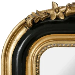 Miroir baroque noir et doré en bois - Féerie