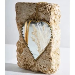 Miroir cœur en laiton et miroir 12.5x13.5cm - Cœur