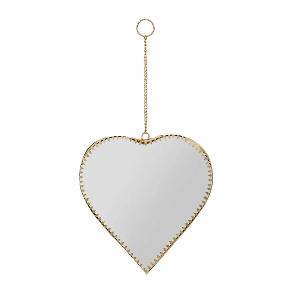 Miroir cœur en laiton et miroir 15x16cm - Cœur
