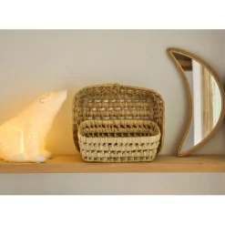 Miroir lune en rotin naturel 14x30cm
