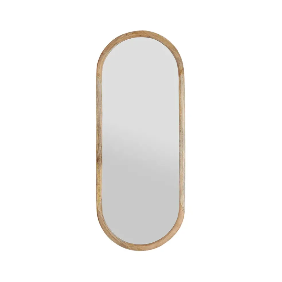 Miroir ovale en manguier naturel 39x100cm - Hervea