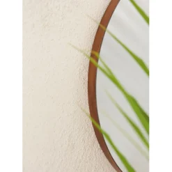 Miroir rond en pin foncé d80cm - Mikawa