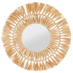 Miroir rond en raphia naturel d50cm