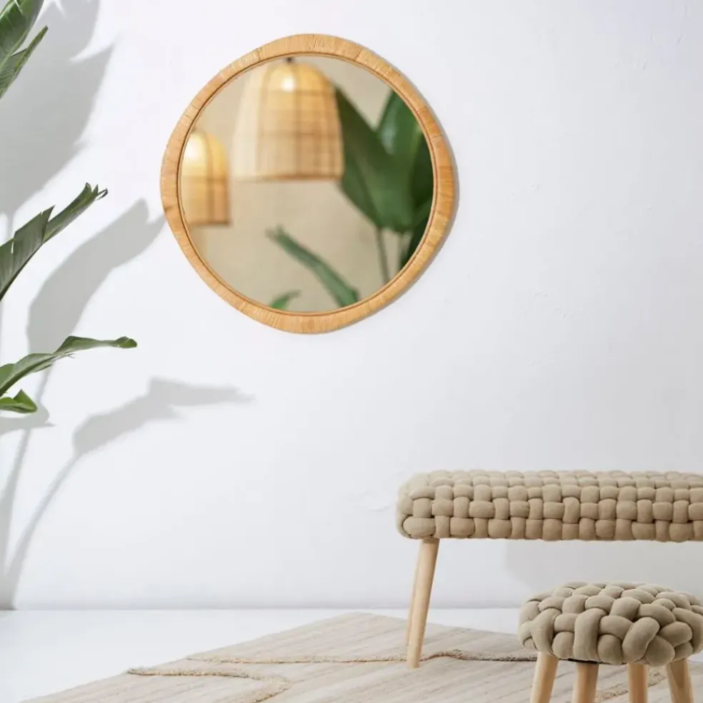 Miroir rond en rotin d87cm - Rotin