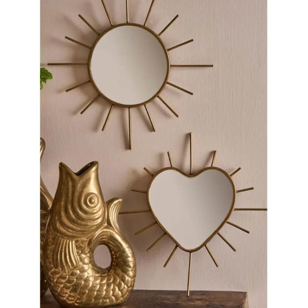 Miroir soleil en laiton doré 20x20cm - Jolinio