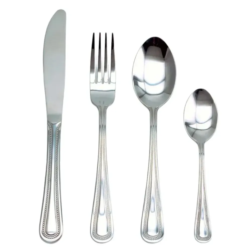 Ménagère 24 pièces en inox argent - perle