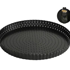 Moule à pâtisserie rond perforé d28xh2.7cm noir