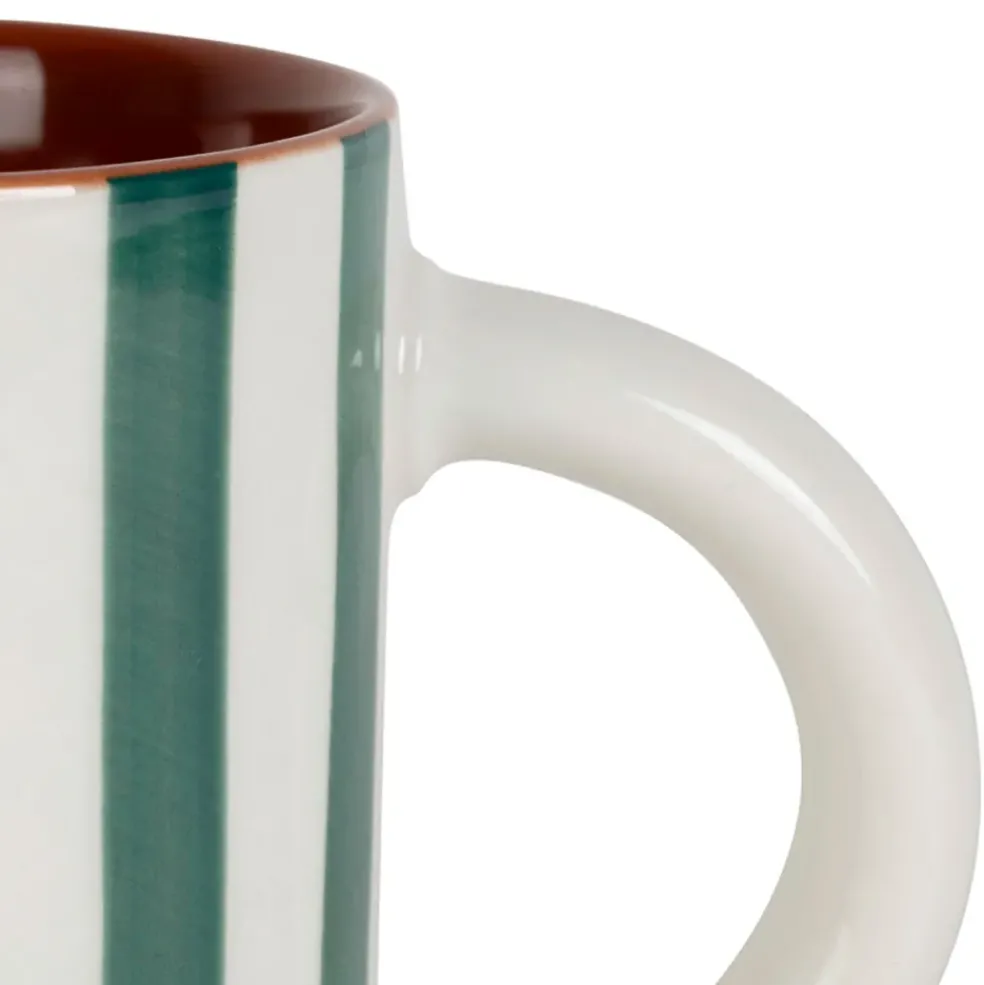Mug en grès rayé émeraude et blanc 40cl - Alaria