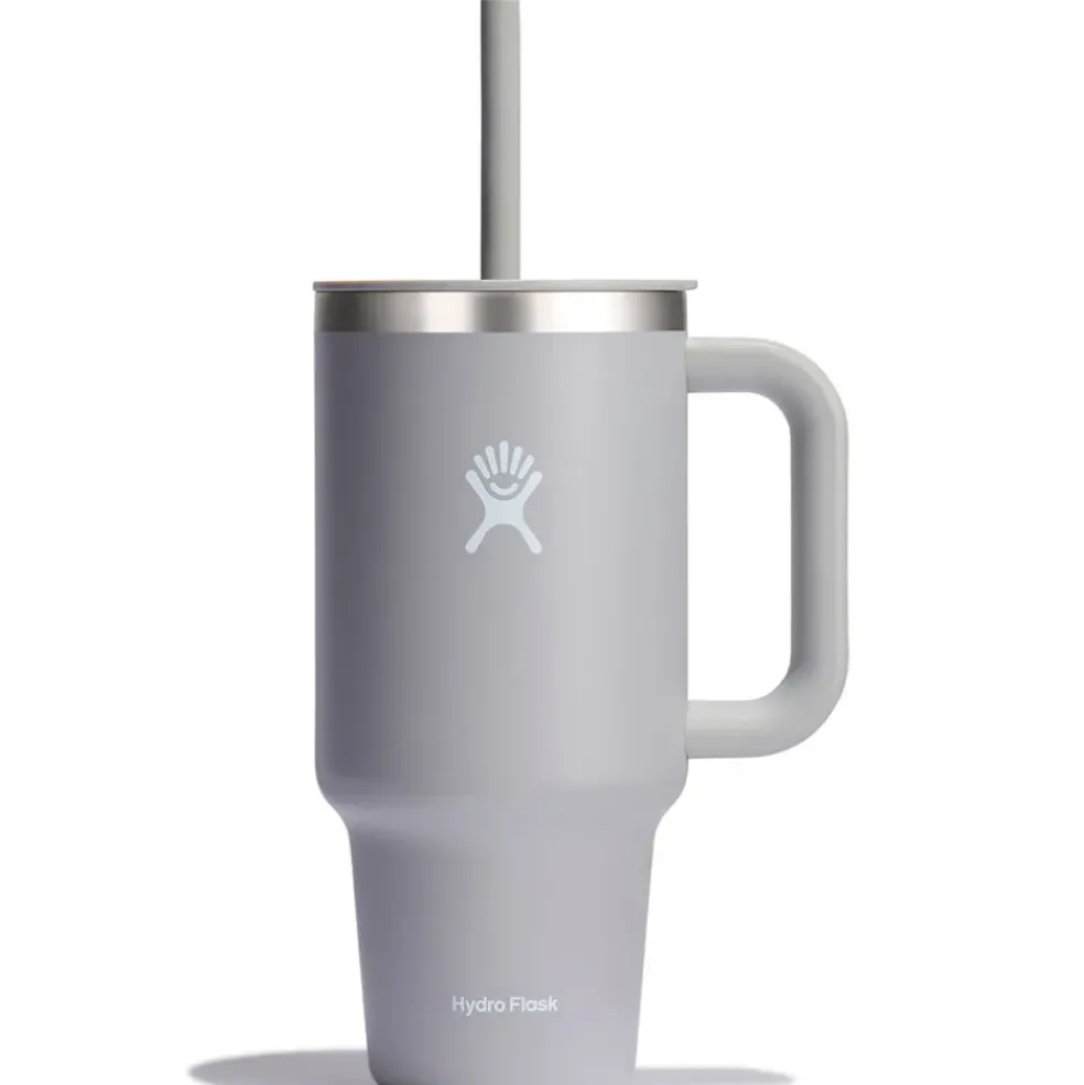 Mug isotherme avec poignée et paille gris 946ml