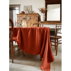 Nappe rectangle en lin lavé paprika 170x250cm - Soline