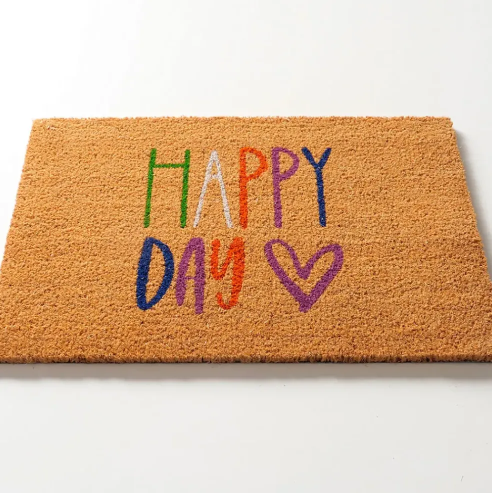 Paillasson en fibre multicolore 60x40cm - Happy