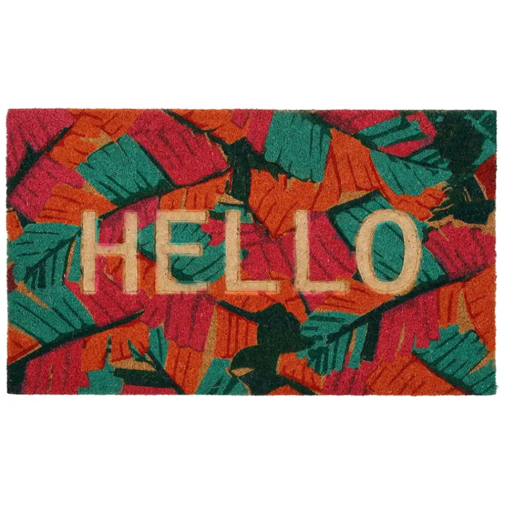 Paillasson "hello" en coco multicolore 73x43cm - Seguia