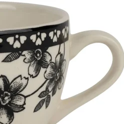 Paire tasse et coupelle café en faïence noir 22cl - Lison