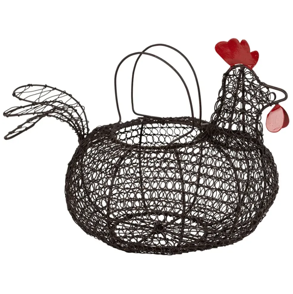 Panier en forme de poule en fer - Campagne