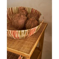 Panier en raphia et rotin multicolore d37cm - Seguia