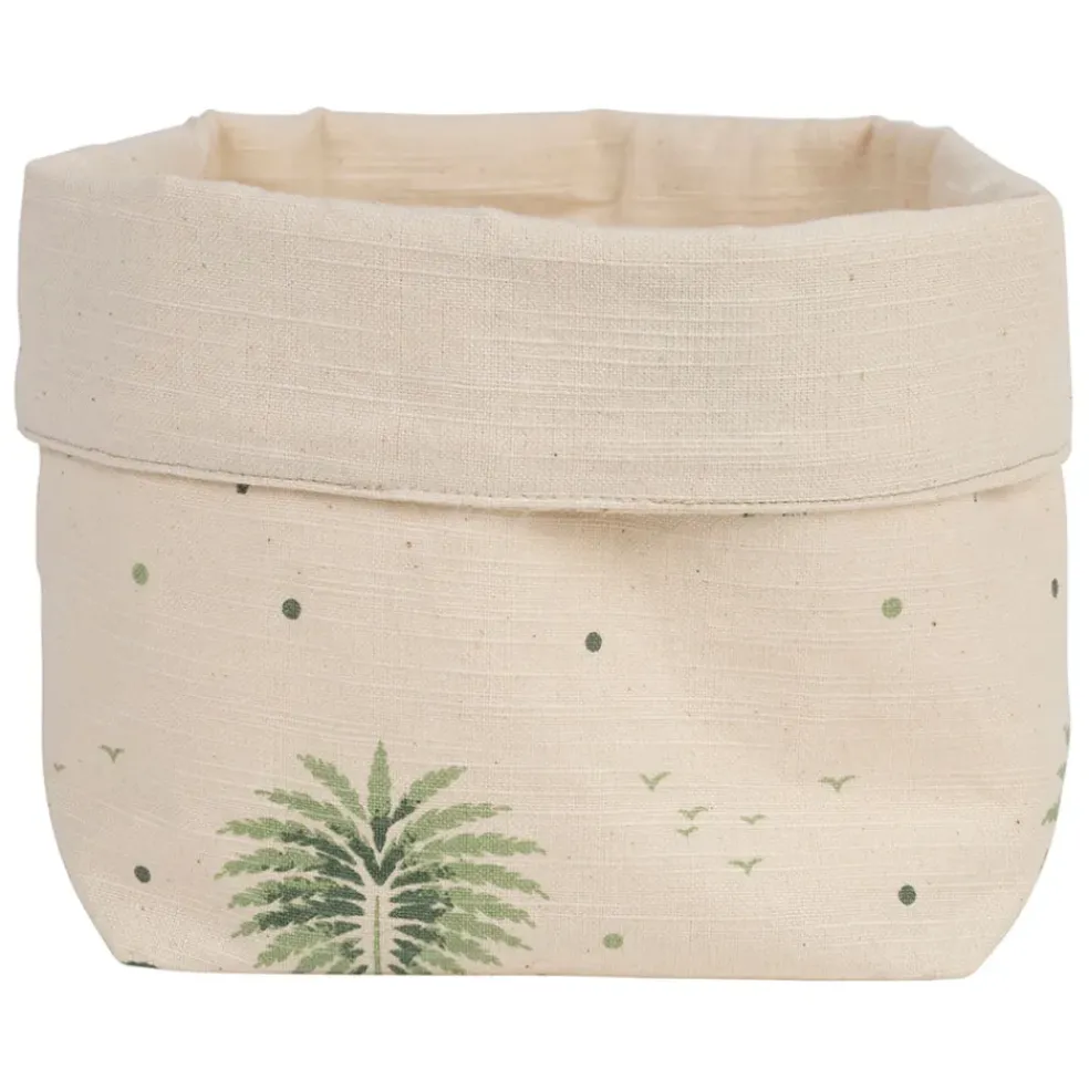 Panière à pain en coton écru et vert d15cm - Paya