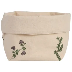 Panière à pain en coton naturel et vert d15cm - Juline
