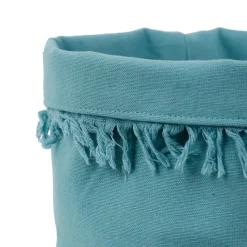 Panière à pain en coton turquoise d18cm - Nalia
