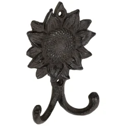 Patère double tournesol en fonte brun