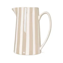 Pichet en céramique rayé blanc et sable 1L