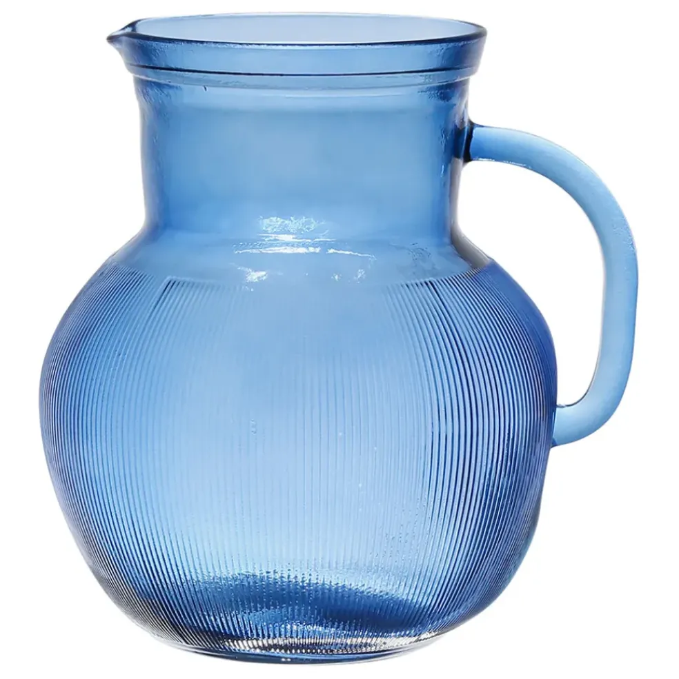 Pichet en verre recyclé sablé bleu 2.3l - Aheli