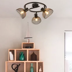 Plafonnier 3 lumières en metal h18cm mat noir - iris