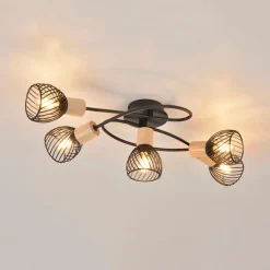 Plafonnier 5 lumières en metal l67cm mat noir - kento