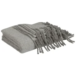 Plaid avec franges en tissu gris 170x130cm - Klosen