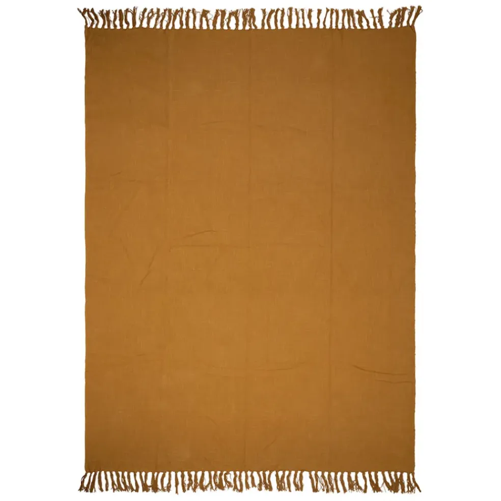 Plaid en coton moutarde 170x130cm - Allegra