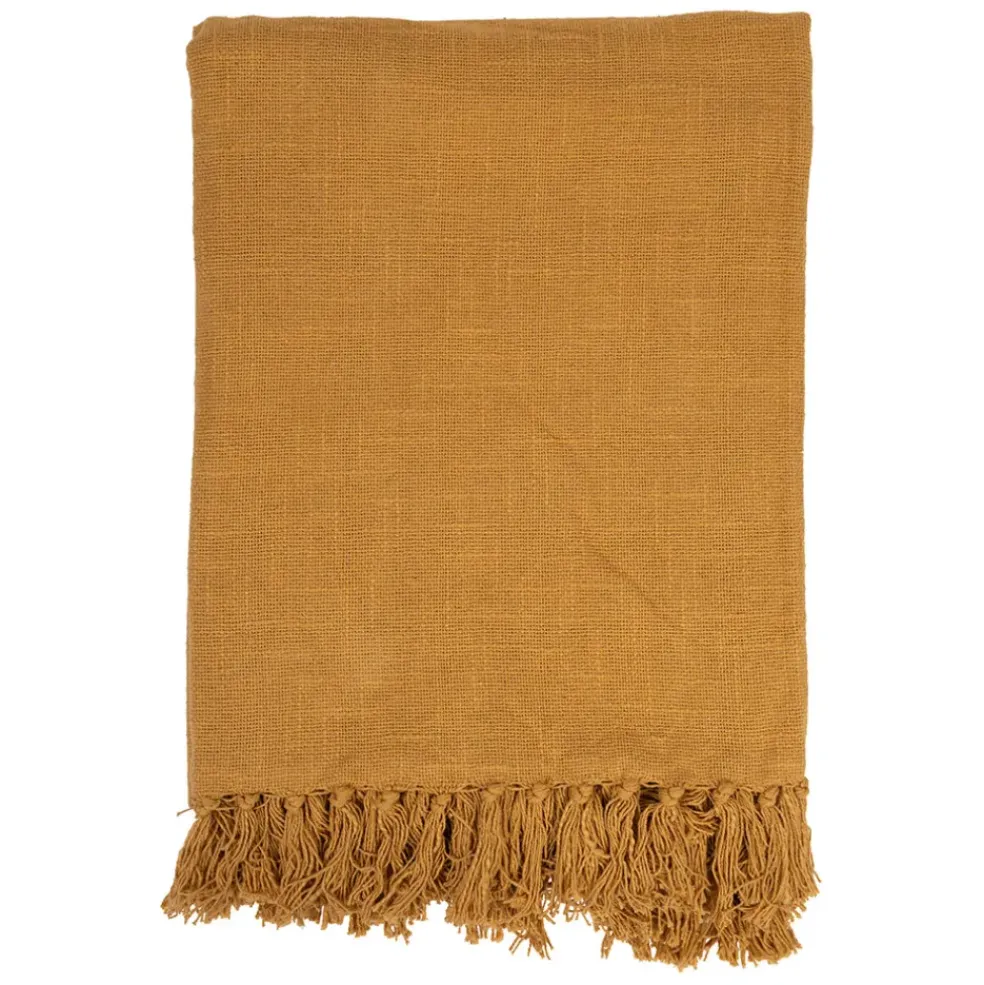 Plaid en coton moutarde 170x130cm - Allegra
