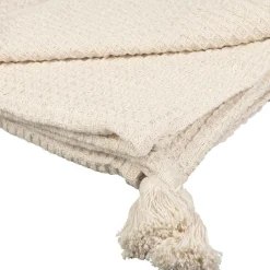 Plaid en coton nid d'abeille ecru 170x130cm - Beezz
