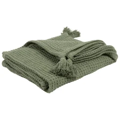 Plaid en coton vert 170x130cm - Beezz