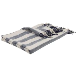 Plaid en tissu rayé bleu et écru 170x130cm - Medi