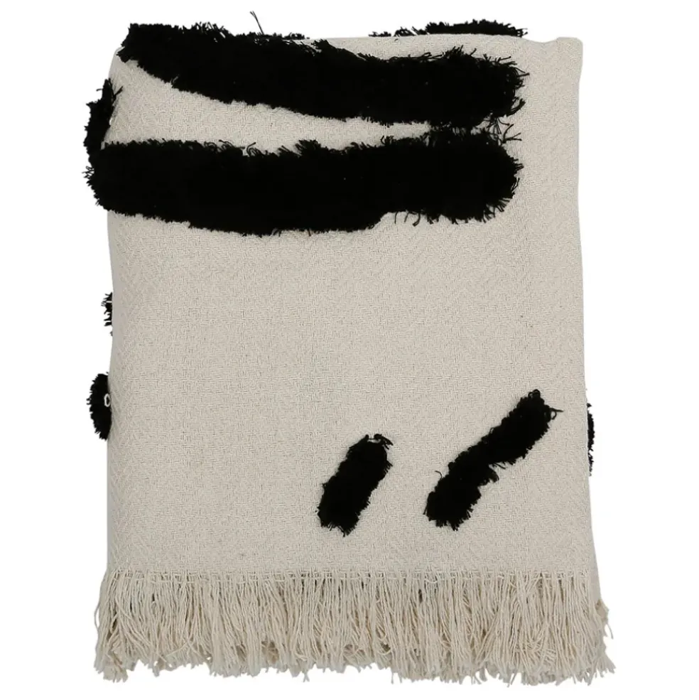 Plaid Tufte Noir et Blanc 170X130cm