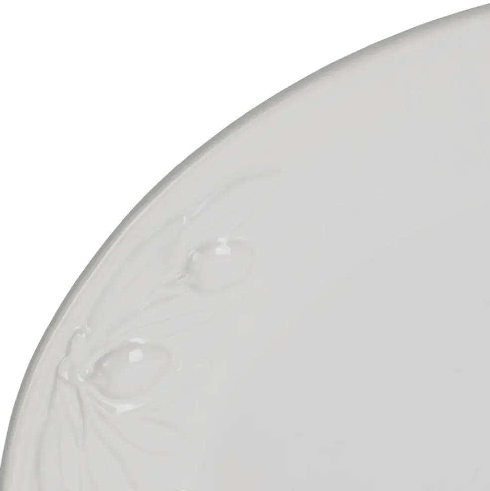 Plat ovale en faïence blanc 46.5x35.5cm - Olivier